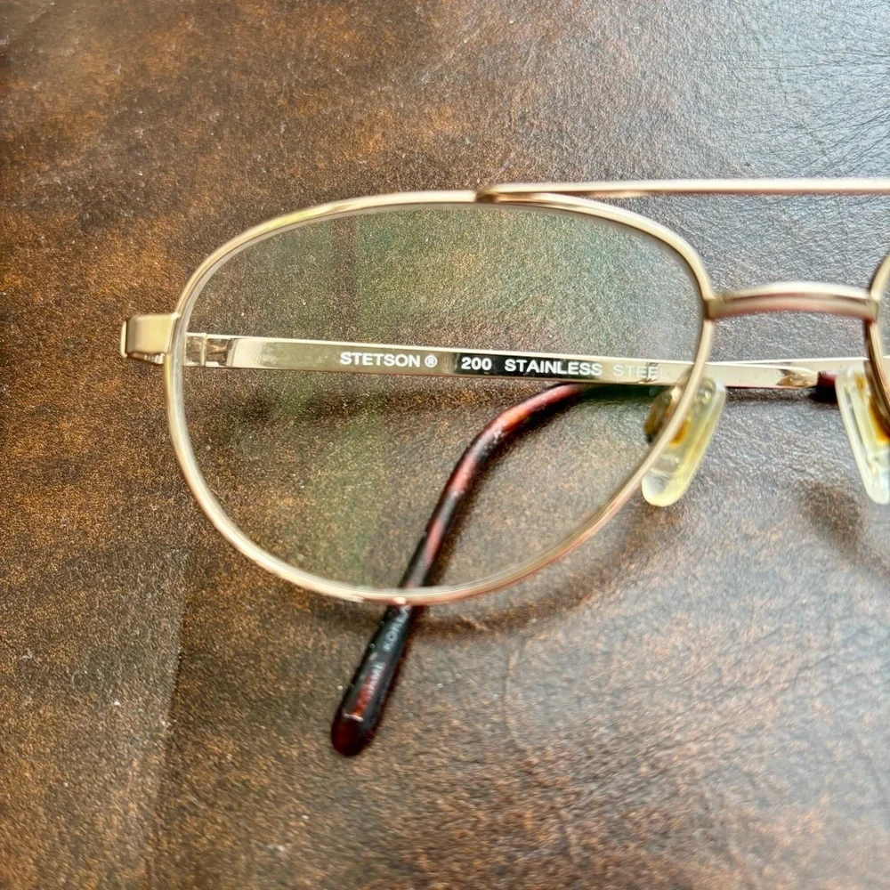 Stetson Zyloware 057 Stainless Steel Gold Aviator UnisexGlasses Frame Only 55-16 - Picture 7 of 12